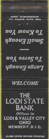 Matchbook Cover - Lodi State Bank Lodi Valley City OH