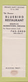 Matchbook Cover - Bluebird Restaurnt Morristown IN