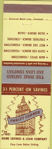 Matchbook Cover - Thrift Corner Bank Youngstown OH