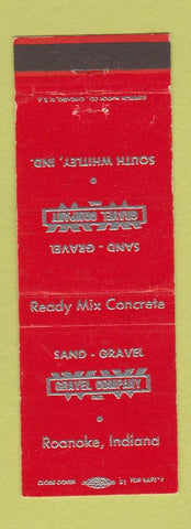 Matchbook Cover - Sand Gravel Concrete Roanoke IN