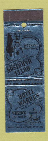 Matchbook Cover - Hotel Warren Harrison Indianapolis IN WEAR BLUE