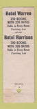 Matchbook Cover - Hotel Warren Harrison Indianapolis IN WEAR BLUE