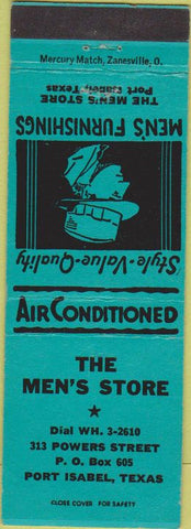 Matchbook Cover - The Men's Store Fort Isabel TX teal