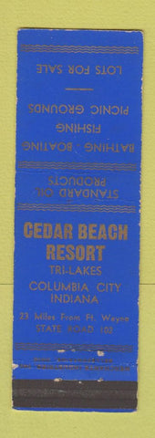 Matchbook Cover - Cedar Beach Resort Columbia City IN MERCHANTS WEAR