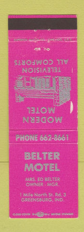 Matchbook Cover - Belter Motel Greensburg IN WORN