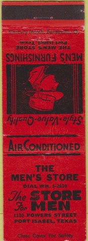Matchbook Cover - The Men's Store Fort Isabel TX red