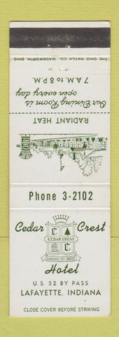 Matchbook Cover - Cedar Crest Hotel Lafayette IN