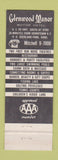 Matchbook Cover - Glenwood Manor Motor Hotel Overland Park KS