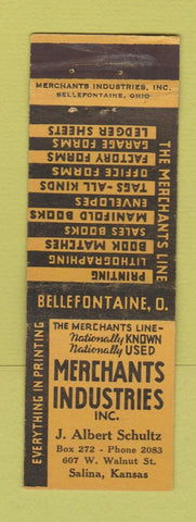 Matchbook Cover - Merchant Industries Matchbooks Bellefontaine OH Salina KS