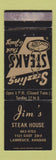 Matchbook Cover - Jim's Steak House Lawrence KS WEAR