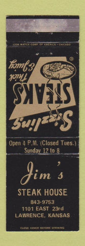 Matchbook Cover - Jim's Steak House Lawrence KS WEAR