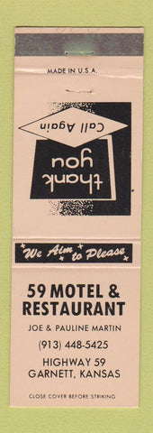 Matchbook Cover - 59 Motel Restaurant Garnett KS