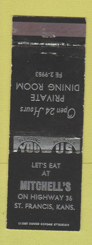 Matchbook Cover - Mitchell's Restaurant St Francis KS