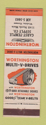 Matchbook Cover - Worthington Multi V Drives Garst Temple Wichita KS