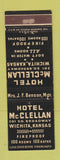 Matchbook Cover - Hotel McClellan Wichita KS WEAR