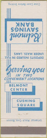 Matchbook Cover - Belmont Savings Bank MA