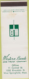 Matchbook Cover - Western Bank Trust West Springfield MA