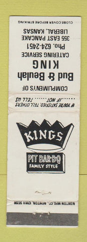 Matchbook Cover - Bud and Beulah King BBQ Liberal KS