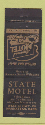 Matchbook Cover - State Motel Manhattan KS