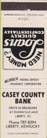 Matchbook Cover - Casey County Bank Liberty KY