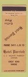 Matchbook Cover - Hotel Parrish Great Bend KS