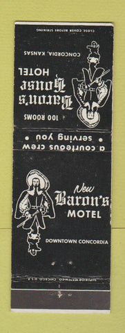 Matchbook Cover - Baron's House Hotel Concordia KS