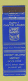 Matchbook Cover - Coney Island Lunch Salisbury MD hot dogs WEAR