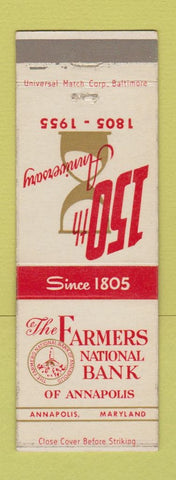 Matchbook Cover - Farmers National Bank Annapolis MD 1955