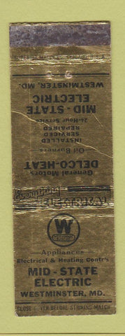 Matchbook Cover - Mid State Electric Westminster MD WORN