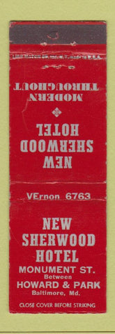 Matchbook Cover - New Sherwood Hotel Baltimore MD WEAR