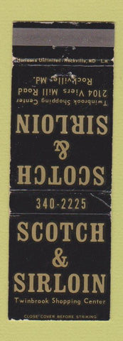 Matchbook Cover - Scotch & Sirloin Rockville MD WORN