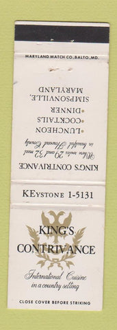 Matchbook Cover - King's Contrivance Simpsonville MD