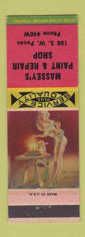 Matchbook Cover - Massey's Paint Repair Shop pinup