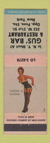 Matchbook Cover - Gus' Bar Restaurant New York City pinup