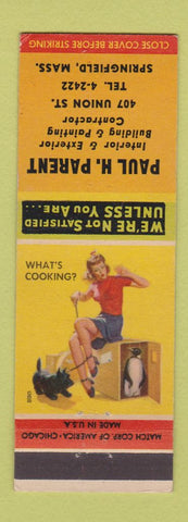 Matchbook Cover - Paul Parent Painting Building Springfield MA pinup WEAR
