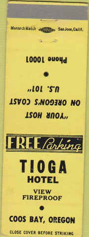 Matchbook Cover - Tioga Hotel Coos Bay OR