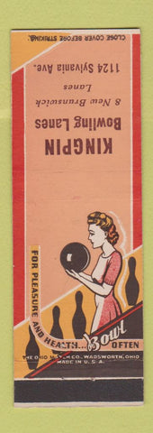 Matchbook Cover - Kingpin Bowling Lanes Brunswick girlie