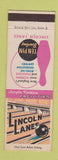Matchbook Cover - Lincoln Lanes Bowling Worcester Boston Quincy MA