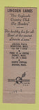 Matchbook Cover - Lincoln Lanes Bowling Worcester Boston Quincy MA