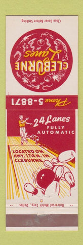 Matchbook Cover - Cleburne Bowling Lanes TX