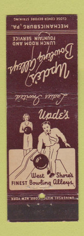 Matchbook Cover - Upde's Bowling Alleys Mechanicsburg PA girlie