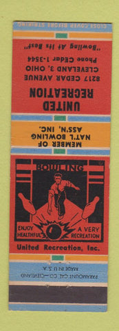 Matchbook Cover - United Recreation Cleveland OH bowling girlie