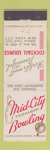 Matchbook Cover - Mid City Bowling New York City