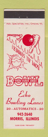 Matchbook Cover - Echo Bowling Lanes Morris IL