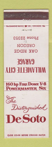 Matchbook Cover - DeSoto Willamette City Garage Oak Ridge OR