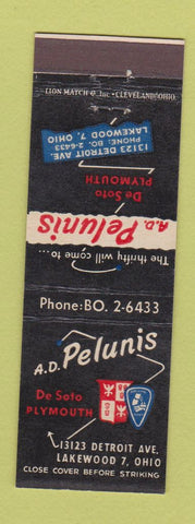 Matchbook Cover - DeSoto Plymouth AD Pelunis Lakewood OH