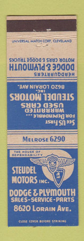 Matchbook Cover - Steudel Motors Dodge Plymouth Cleveland OH