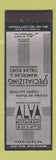 Matchbook Cover - Alva Restaurant Italian Harrisburg PA deco