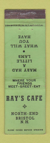 Matchbook Cover - Ray's Cafe Bristol NH WORN