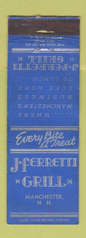 Matchbook Cover - J Ferretti Grill Manchester NH WORN